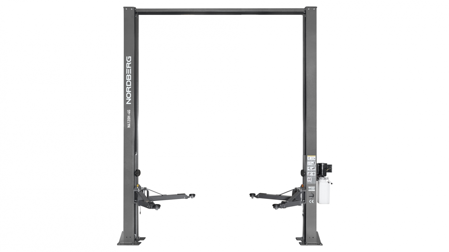 Подъемник двухстоечный 4 т, верхняя синхронизация, H=3,6 м, 220 В, серый