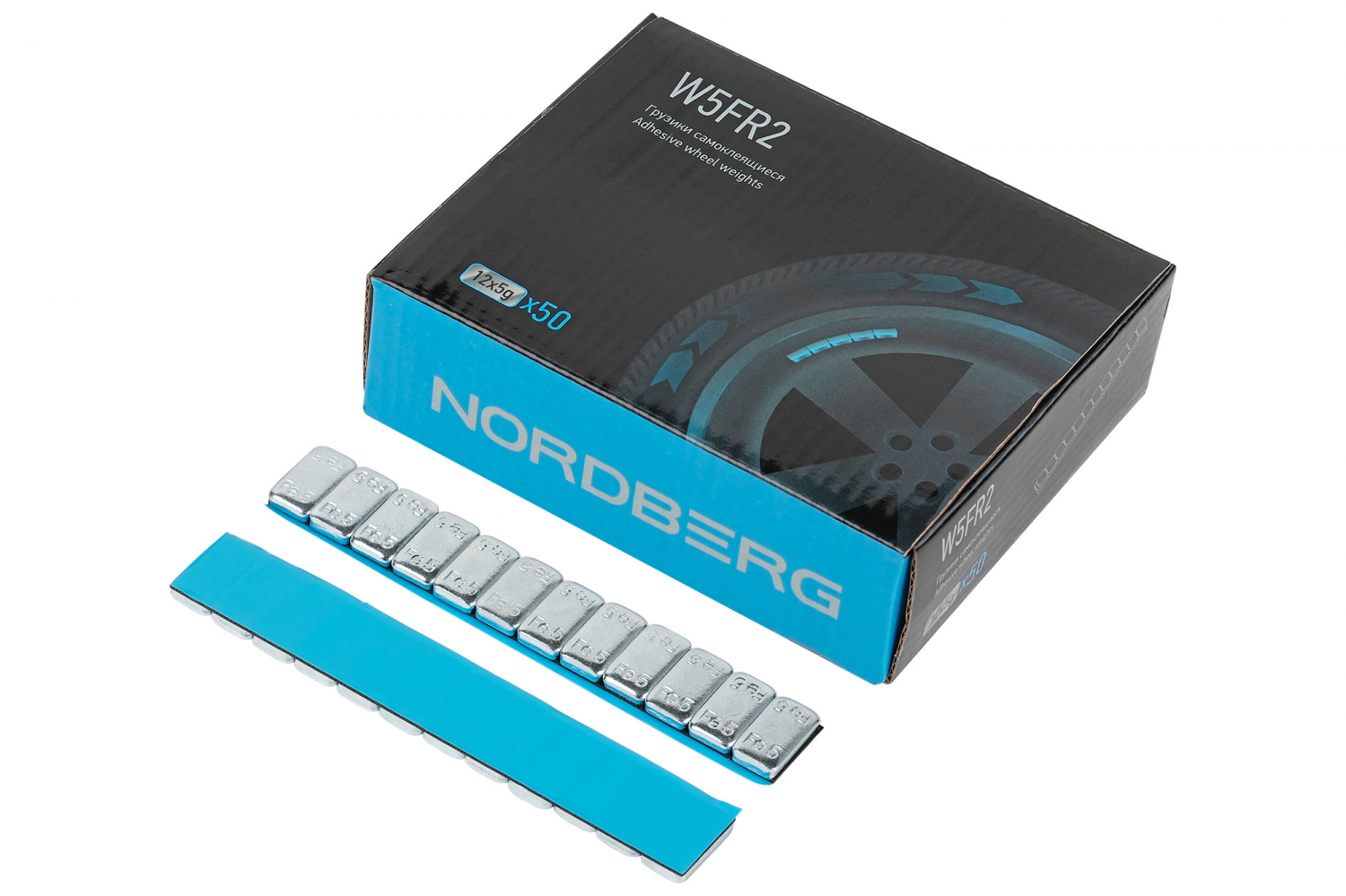 Грузики самоклеящиеся (12х5 г) Fe закругленные L=12 см, 50 лент