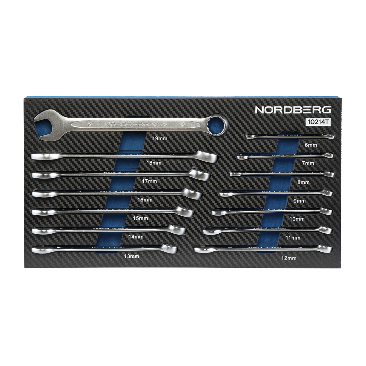 Набор ключей комбинированных в ложементе, 14 предметов для тележки