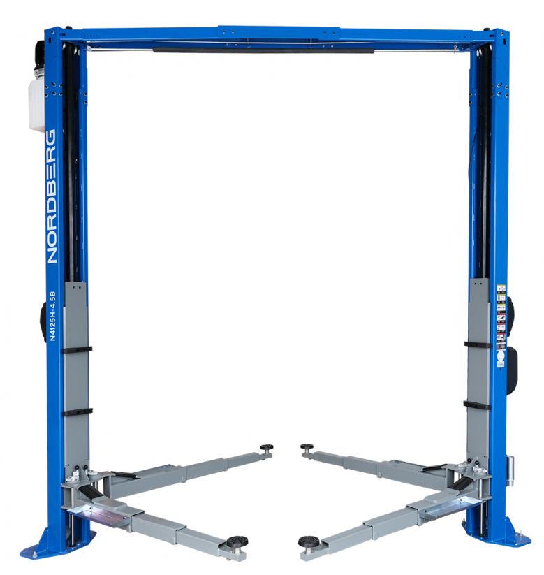 Подъемник двухстоечный 4,5 т, верхняя синхронизация, 380 В, синий