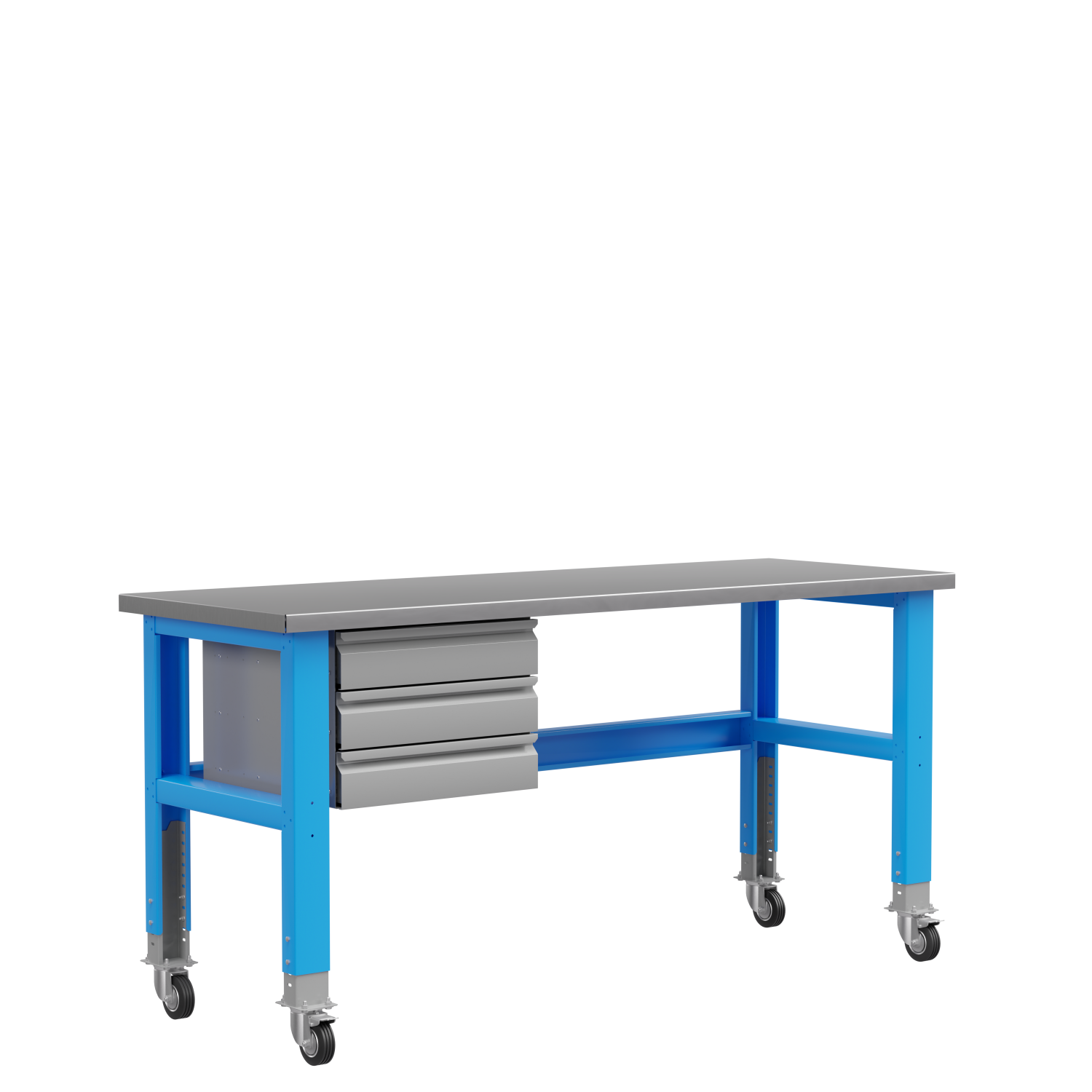 Стол металлический промышленный 2000 мм PRF-CMP модуль с 3 ящиками, на колесах