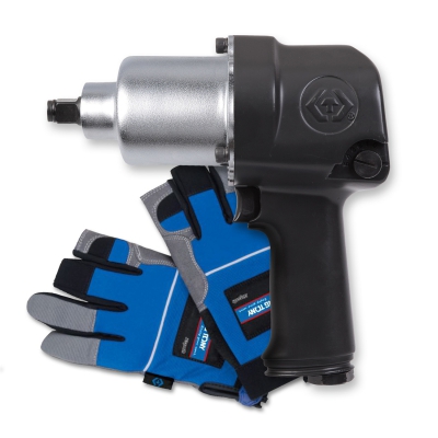 Гайковерт пневматический ударный 1/2"", 678 Нм, в комплекте перчатки антивибрационные