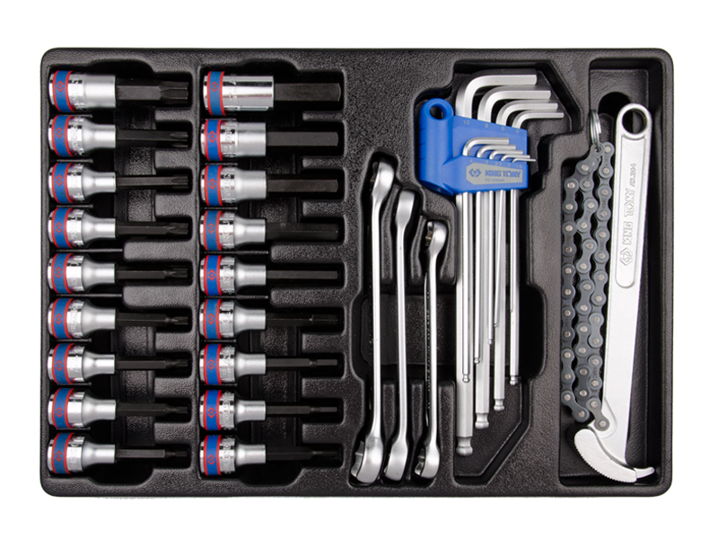 Набор торцевых насадок, шестигранники Г-образные и разрезные ключи, 31 предмет 
