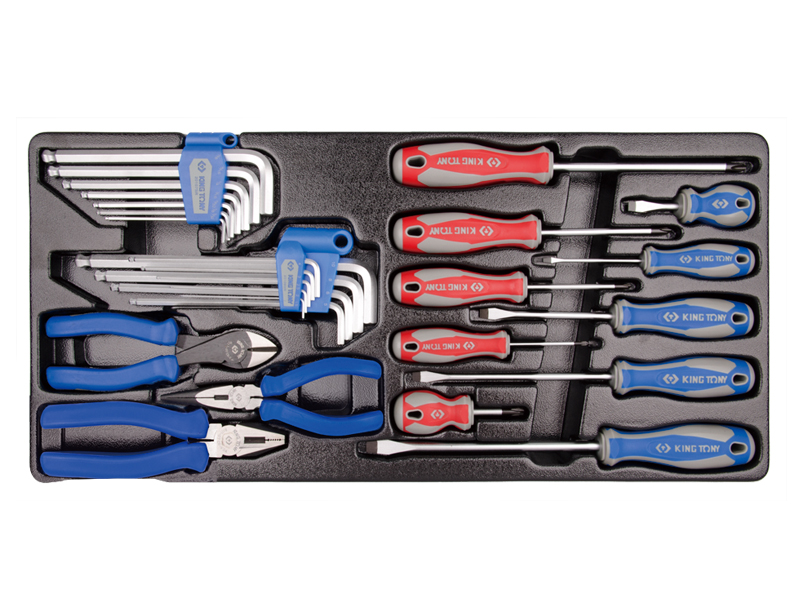 Набор отверток, плоскогубцев и Г-образных шестигранников , ложемент, 29 предметов 