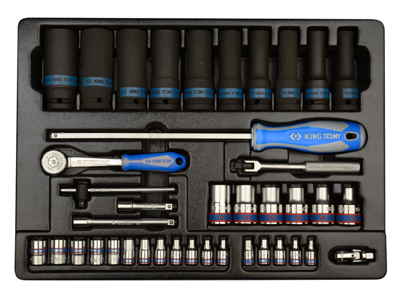 Набор ударных головок 1/2 и  1/4 с принадлежностями, 40 предметов