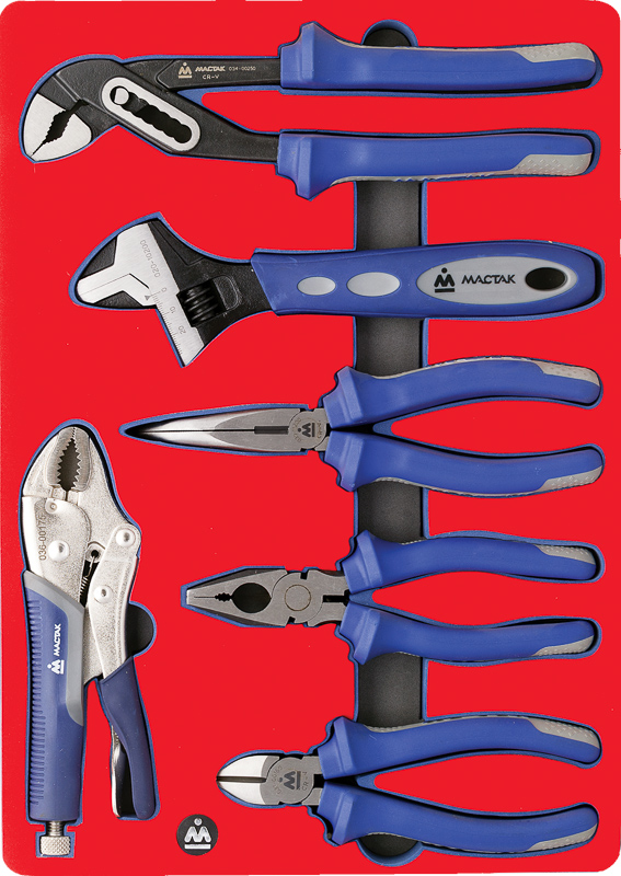 Набор пассатижей, плоскогубцев и бокорезов, ложемент, 6 предметов 