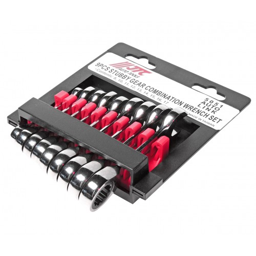 Набор ключей комбинированных трещоточных 8-17мм 9 предметов в холдере укороченные