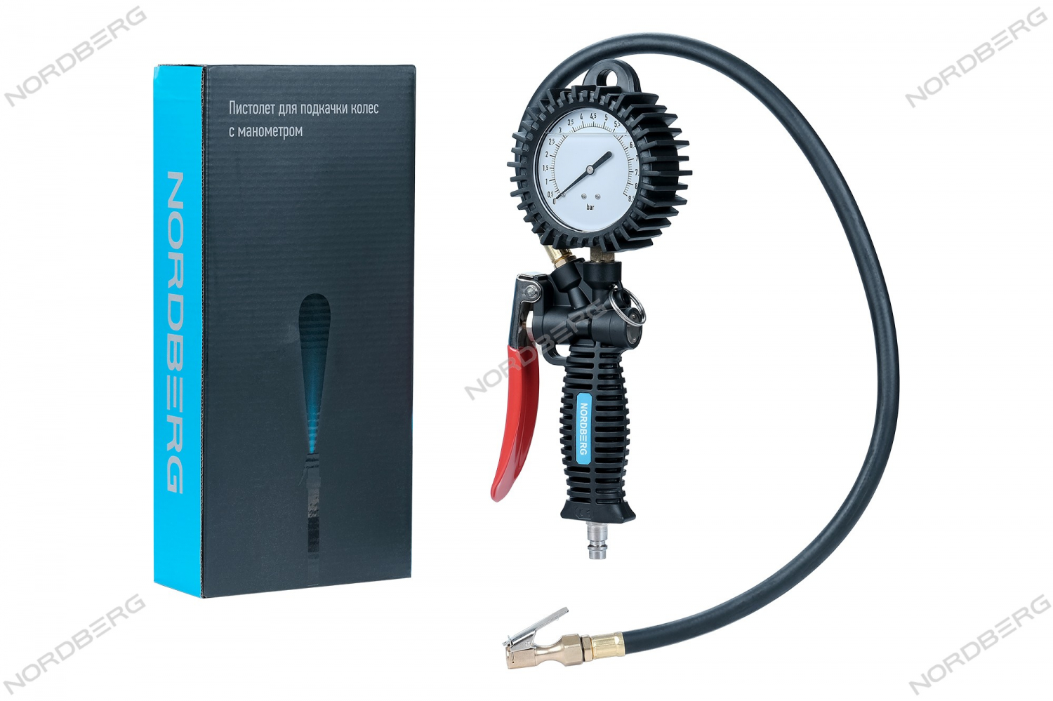 Пистолет для подкачки колес с жидкостным манометром 80 мм 