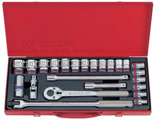 Набор торцевых головок с принадлежностями 1/2 двенадцатигранные, 24 предмета 