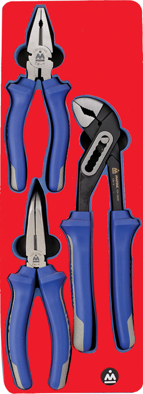 Набор пассатижей, плоскогубцев и бокорезов, ложемент, 3 предмета 