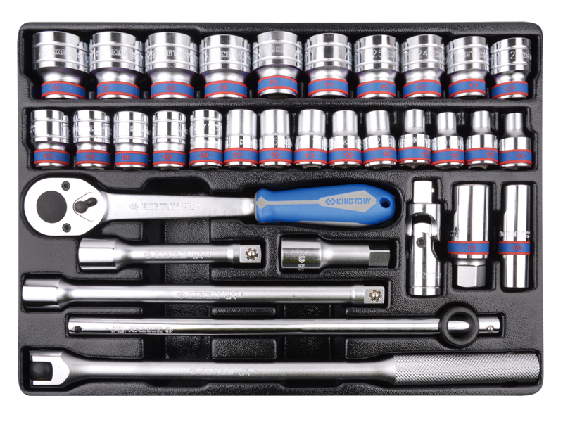 Набор торцевых головок 1/2 с принадлежностями, 33 предмета 