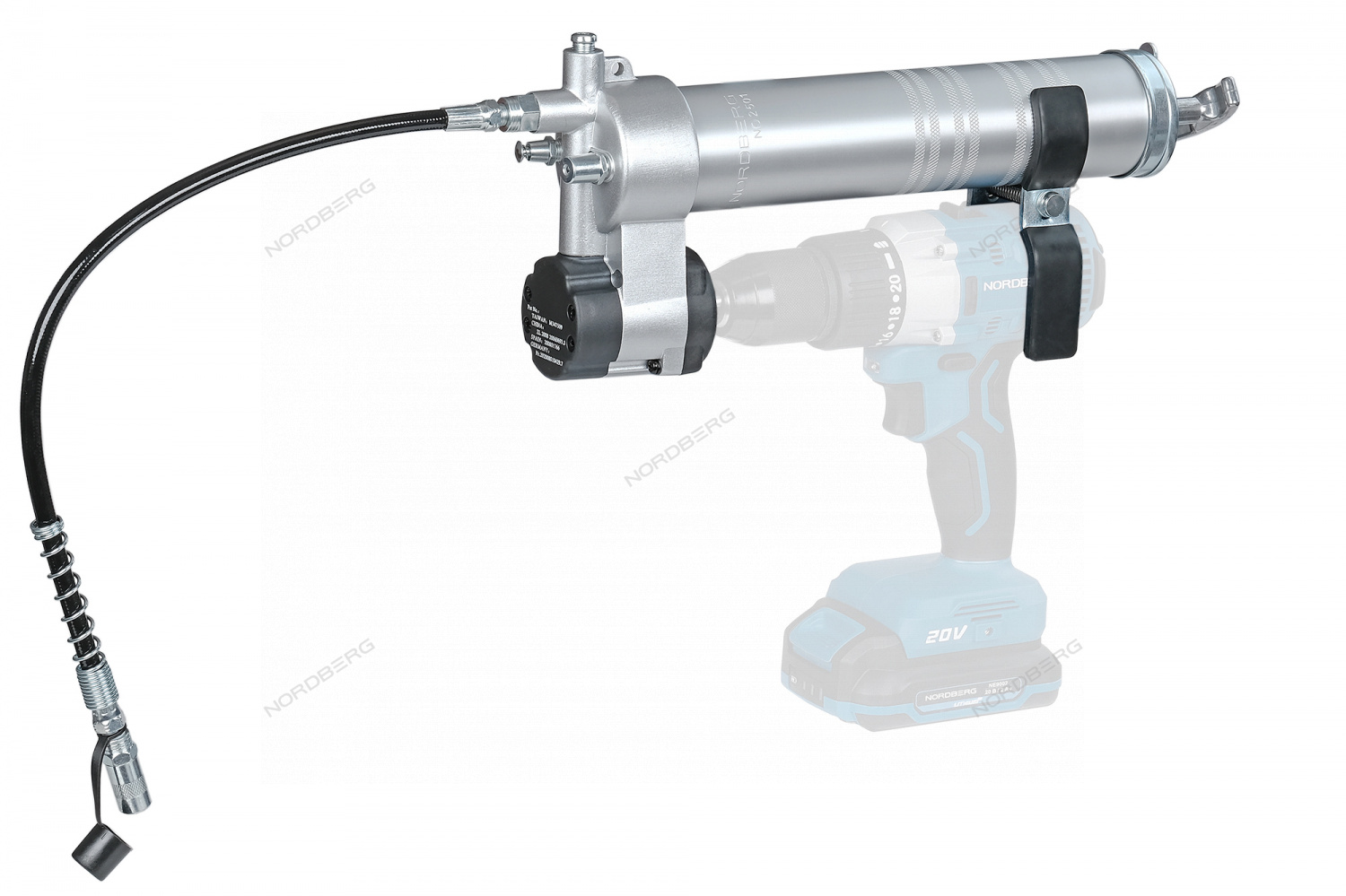 Шприц-насадка на шуруповерт, плунжерный для густой смазки, 400 мл