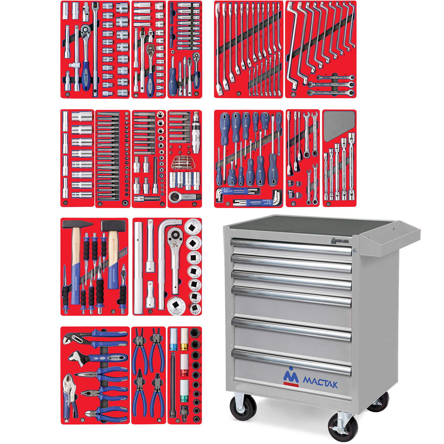 Набор инструментов "ЭКСПЕРТ" в серой тележке, 323 предмета