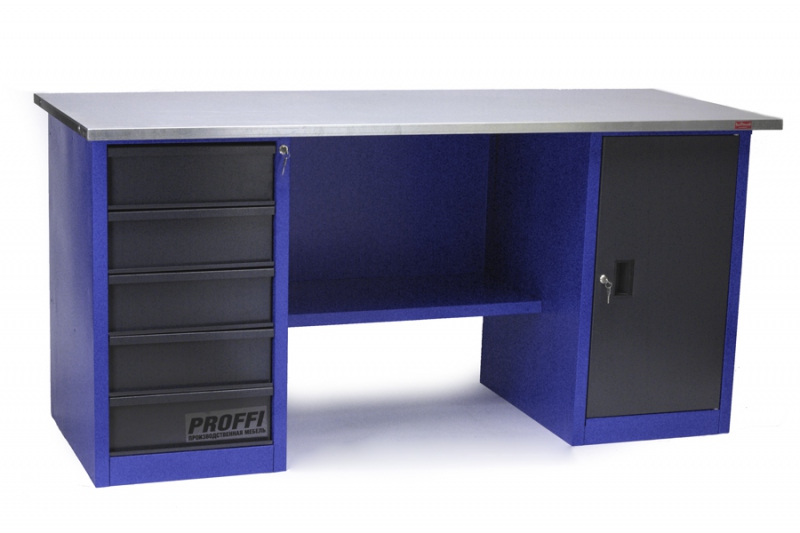 Верстак двухтумбовый (тумба с 5 ящиками и дверью)