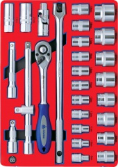 Набор торцевых головок 1/2 с принадлежностями, ложемент, 28 предметов 