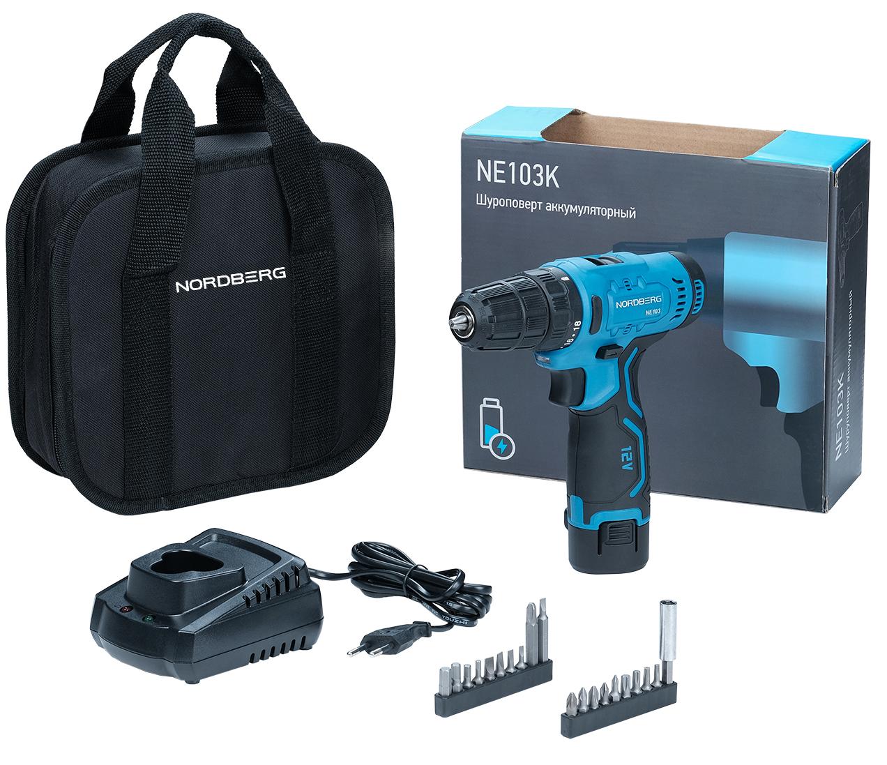 Шуруповерт аккумуляторный, макс. Ø сверла 10 мм, 12 В, 30 Нм, с 1 аккумулятором и зарядным устройством