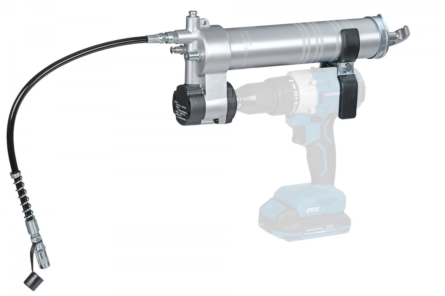 Шприц-насадка на шуруповерт, плунжерный для густой смазки, 400 мл