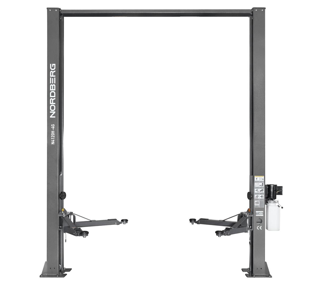 Подъемник двухстоечный 4 т, верхняя синхронизация, H=3,6 м, 220 В, серый