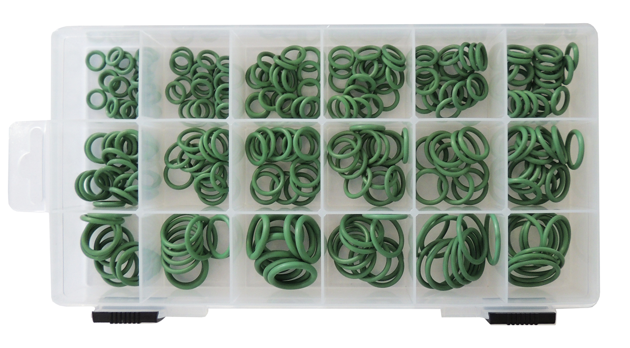 Набор уплотнительных колец для систем кондиционирования с хладагентами R-12/R-134, 270шт (в боксе)
