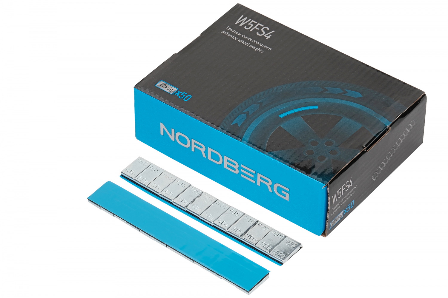 Грузики самоклеящиеся (12х5 г, L=14 см) Fe квадратные, 50 лент