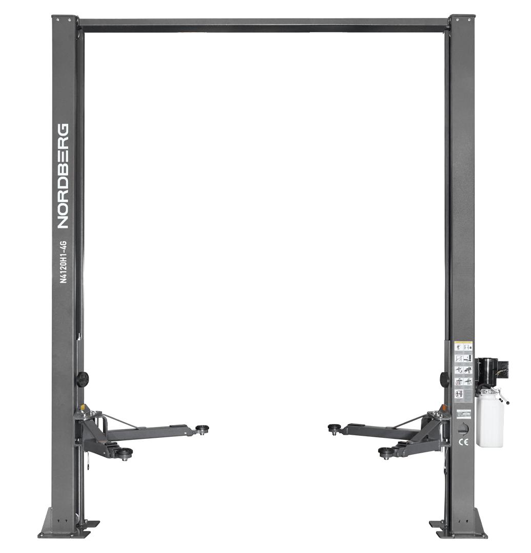 Подъемник двухстоечный 4 т, верхняя синхронизация, H=4 м, 220 В, серый 