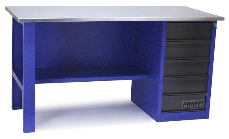 Верстак однотумбовый (тумба с 5 ящиками)