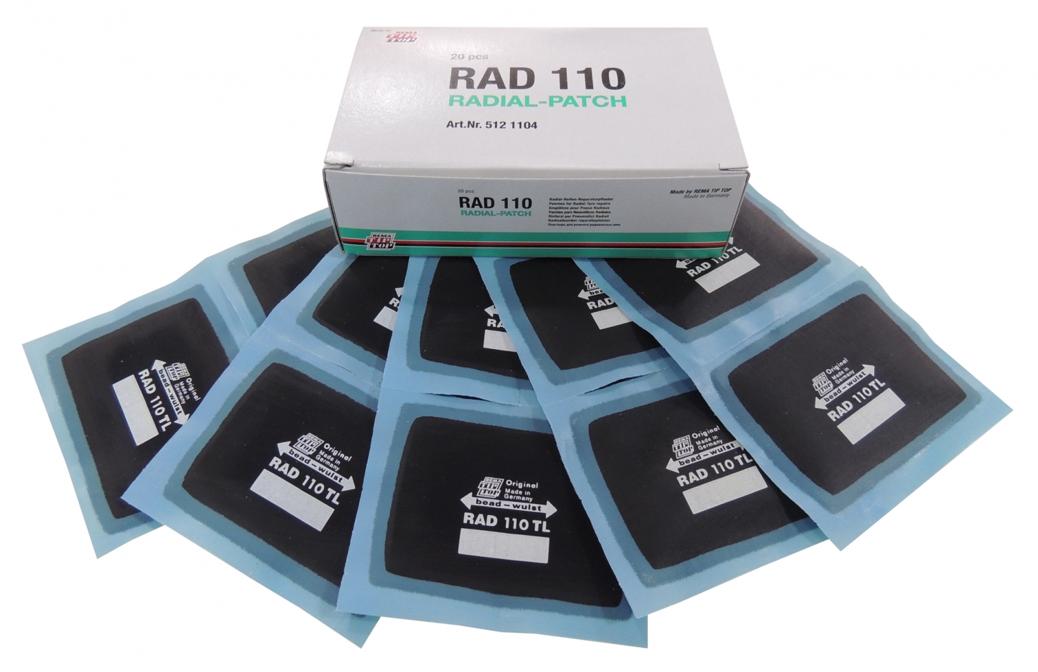Набор пластырей кордовых для ремонта радиальных шин 110TL.(20шт) 55х75мм /1слой корда