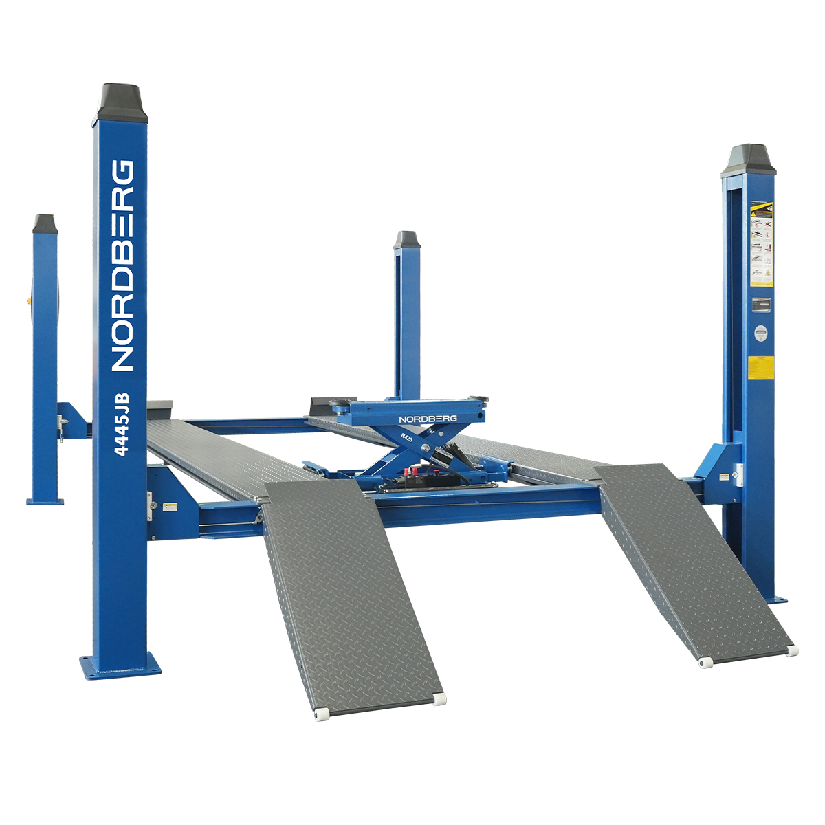 Подъемник четырехстоечный 4.5 т, c ручной траверсой 2 т N423, синий