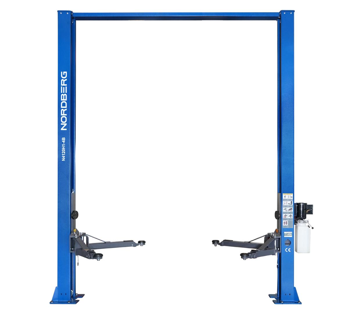 Подъемник двухстоечный 4 т, верхняя синхронизация, 380 В, синий