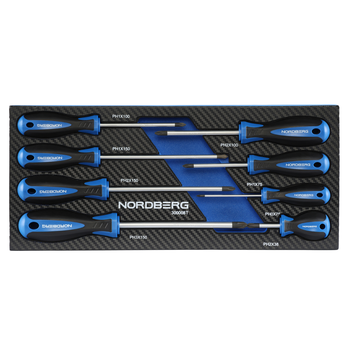 Набор отверток крестовых 8 штук в ложементе для тележки