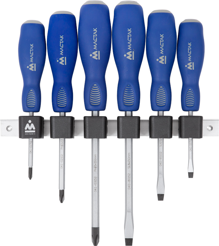 Набор силовых отвёрток с держателем, 6 предметов 