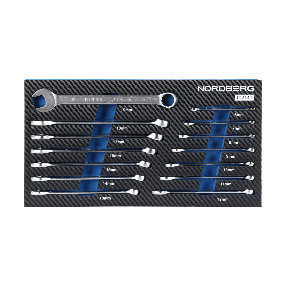 Набор ключей комбинированных в ложементе, 14 предметов для тележки