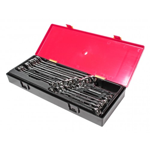 Набор ключей комбинированных 6-23мм 17 предметов в кейсе изгиб 15град. с зеркальной полировкой 