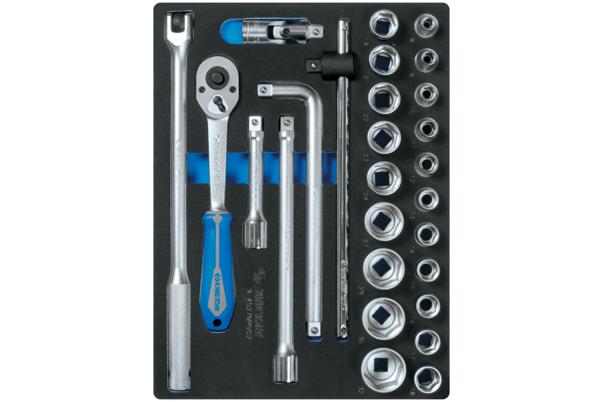Набор торцевых головок 1/2"" с принадлежностями, ложемент, 27 предметов