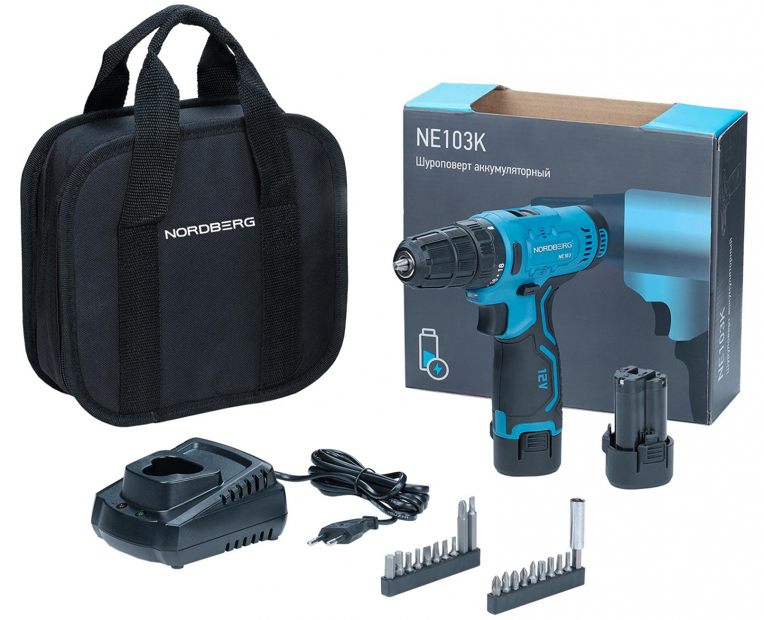 Шуруповерт аккумуляторный макс. Ø сверла 10 мм, 12 В, 30 Нм, 2 аккумулятора и зарядное устройство