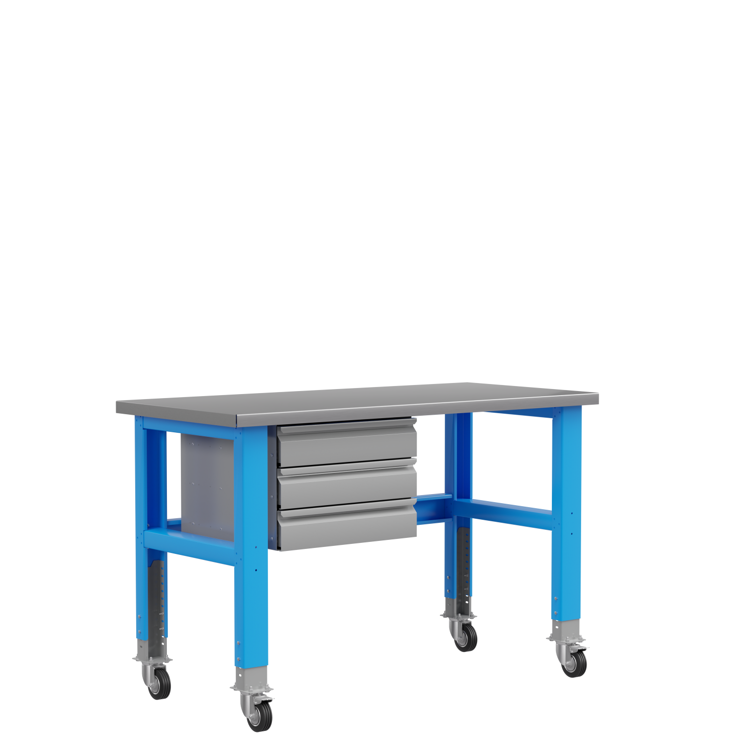 Стол металлический промышленный 1500 мм Place модуль с 3 ящиками, на колесах