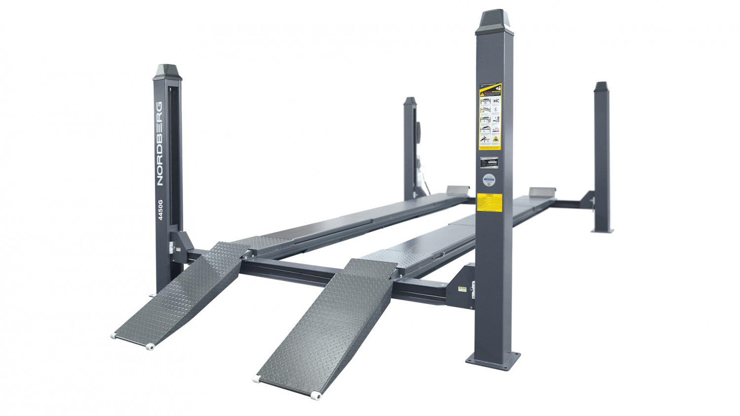 Подъемник четырехстоечный 5 т, без траверсы, для сход-развала, механическое снятие