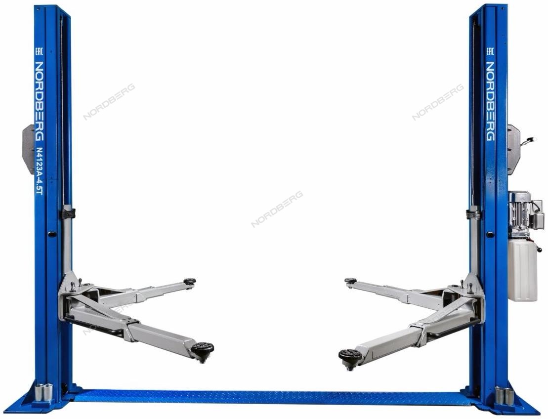 Подъемник двухстоечный электрогидравлический с электростопорами, 4,5 т