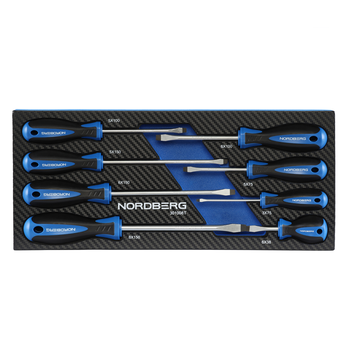 Набор отверток шлицевых 8 штук в ложементе для тележки