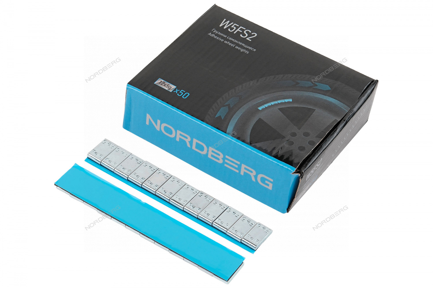 Грузики самоклеящиеся (12х5 г) Fe квадратные L=12 см, 50 лент