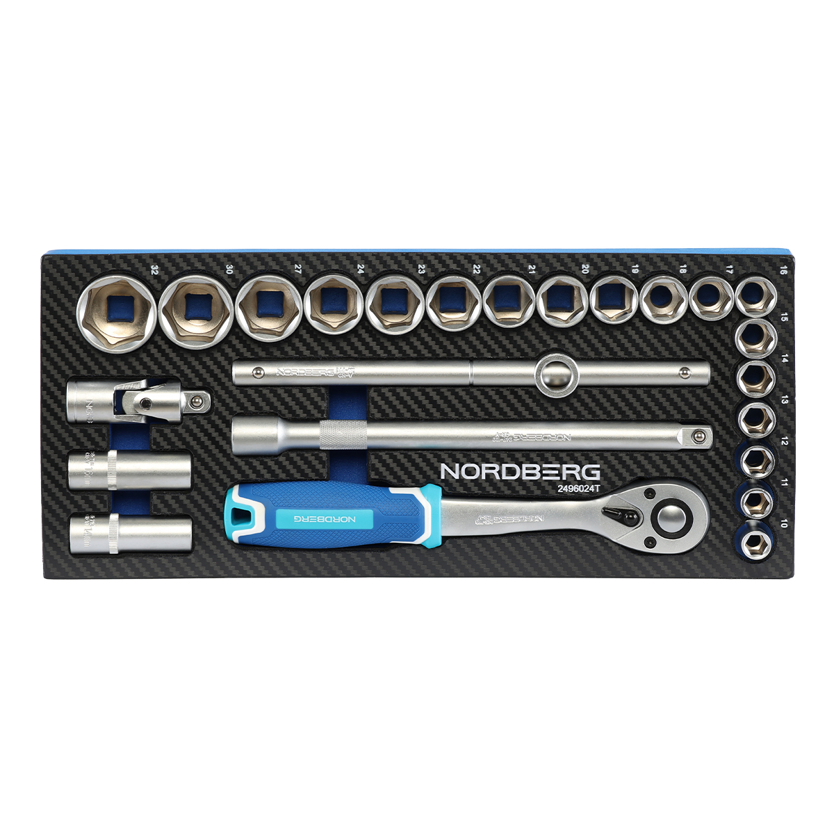 Набор головок 1/2" в ложементе, 24 предмета для тележки