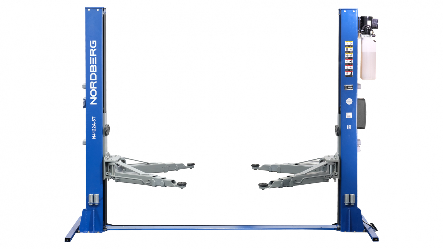 Подъемник двухстоечный 5 т, нижняя синхронизация, с электростопорами, 380 В, синий