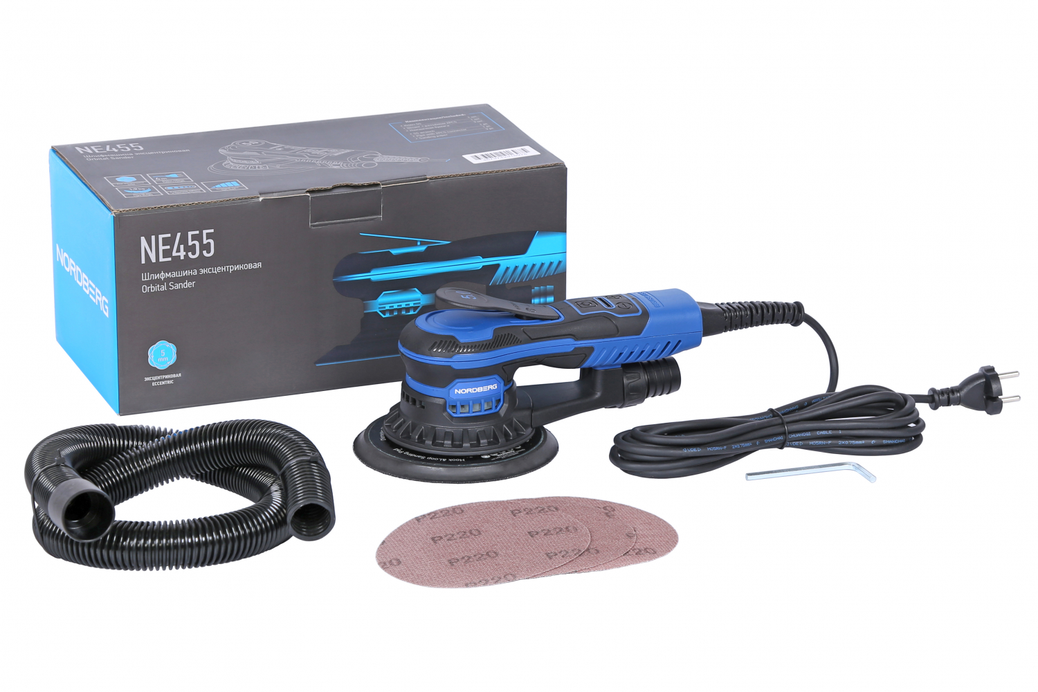 Шлифмашина эксцентриковая 5 мм, диск 150 мм, 4000-10000 об/мин, 350 Вт