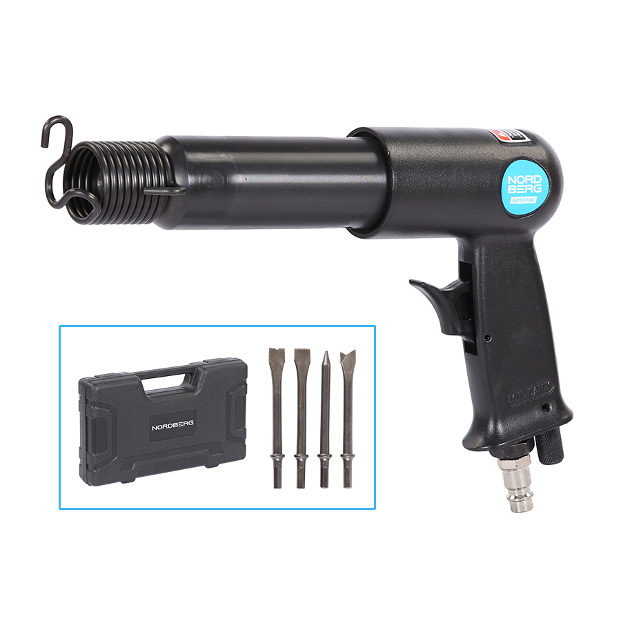 Пневмозубило 250 мм с комплектом насадок в кейсе