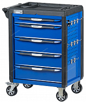 Тележка инструментальная, 5 выдвижных ящиков, с системой защиты от опрокидывания, синяя
