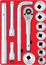 Набор торцевых головок 3/4” с принадлежностями, ложемент, 13 предметов 