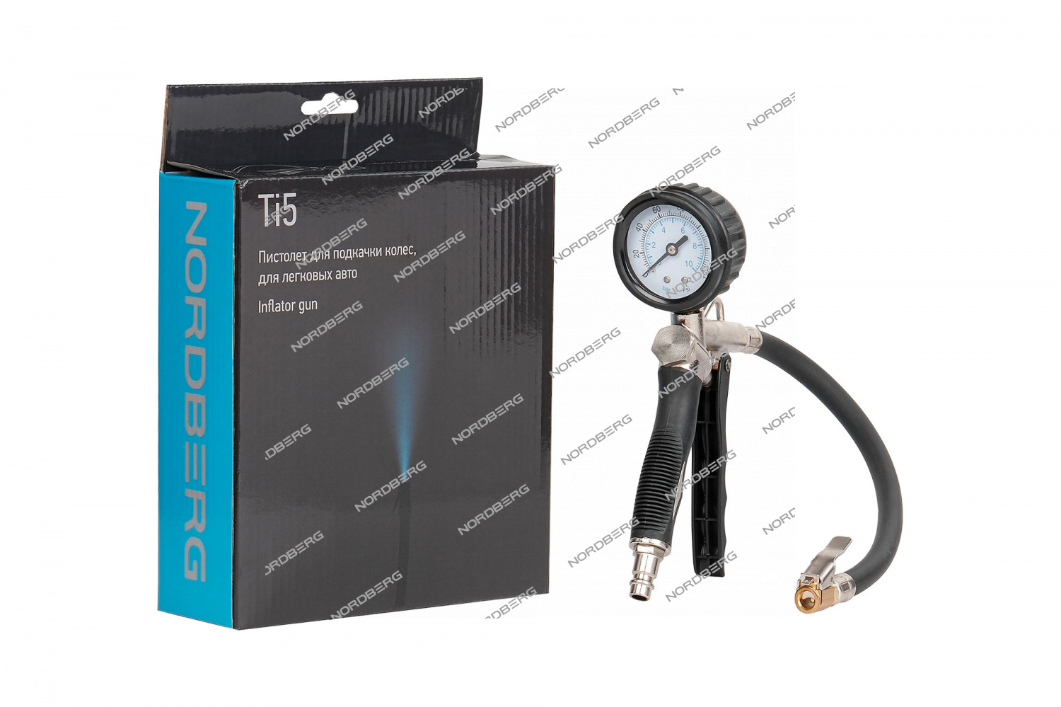 Пистолет для подкачки шин, для легковых авто (Манометр для колёс) NORDBERG ECO TI5