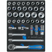 Набор торцевых головок 1/2"" с принадлежностями, ложемент, 37 предметов