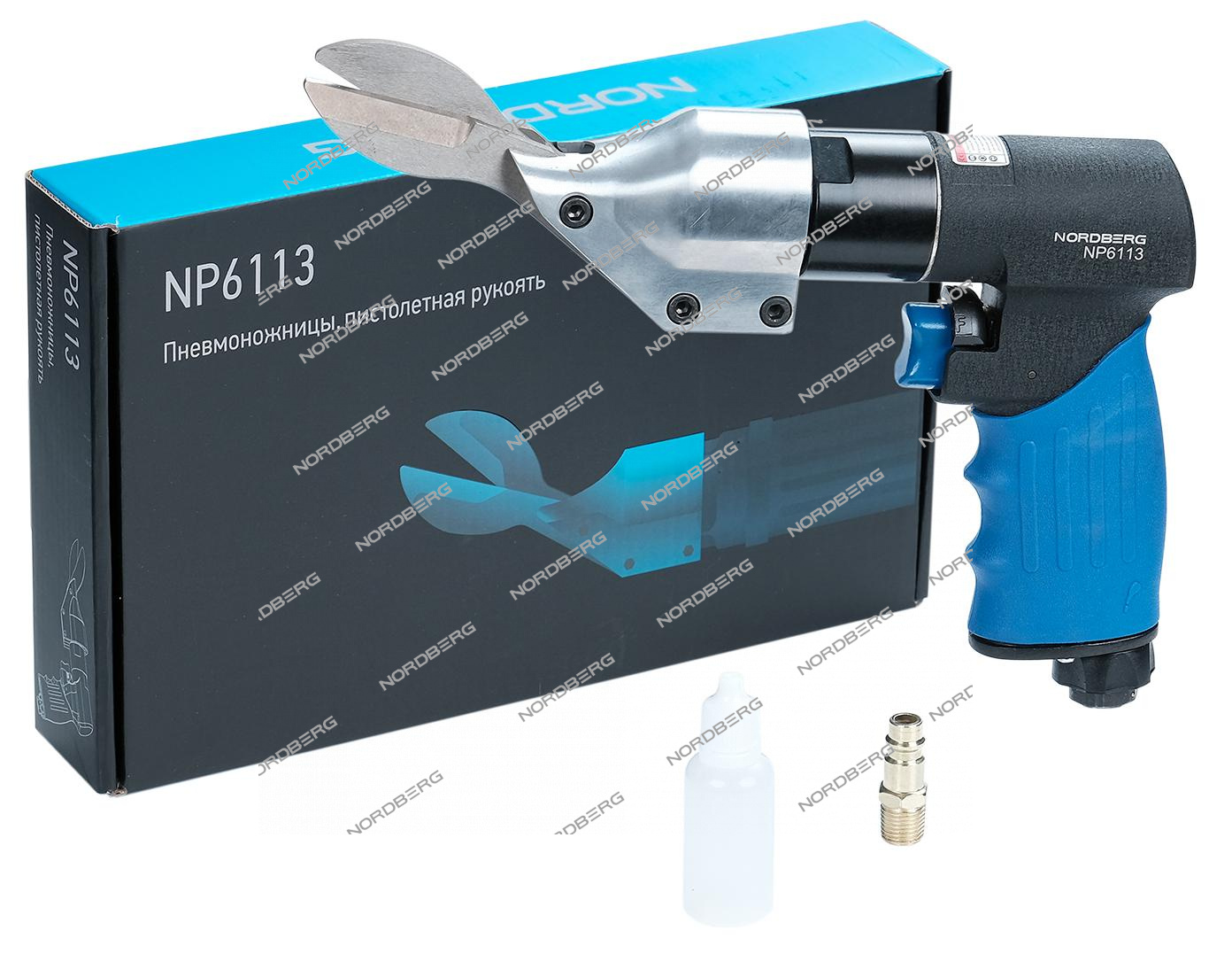Пневмоножницы 2200 ход/мин, сталь до 1,5 мм, пистолетная рукоять NORDBERG NP6113