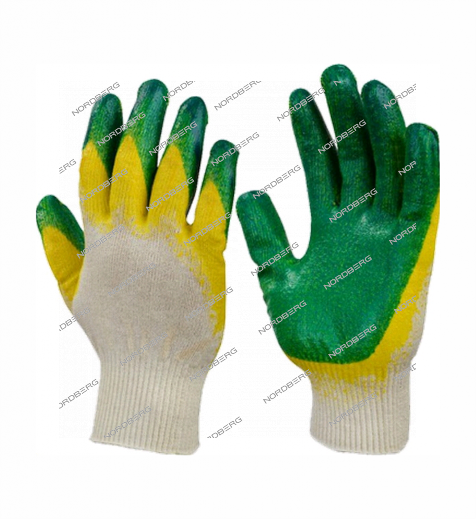 Перчатки х/б с двойным латексным покрытием ЛЮКС, р.9, 13 класс вязки Россия CT25l2_LUX9